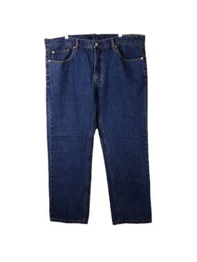 Levi's 559 Blue Dark Wash Five Pocket Mid Rise Button Fly Straight Leg Jean